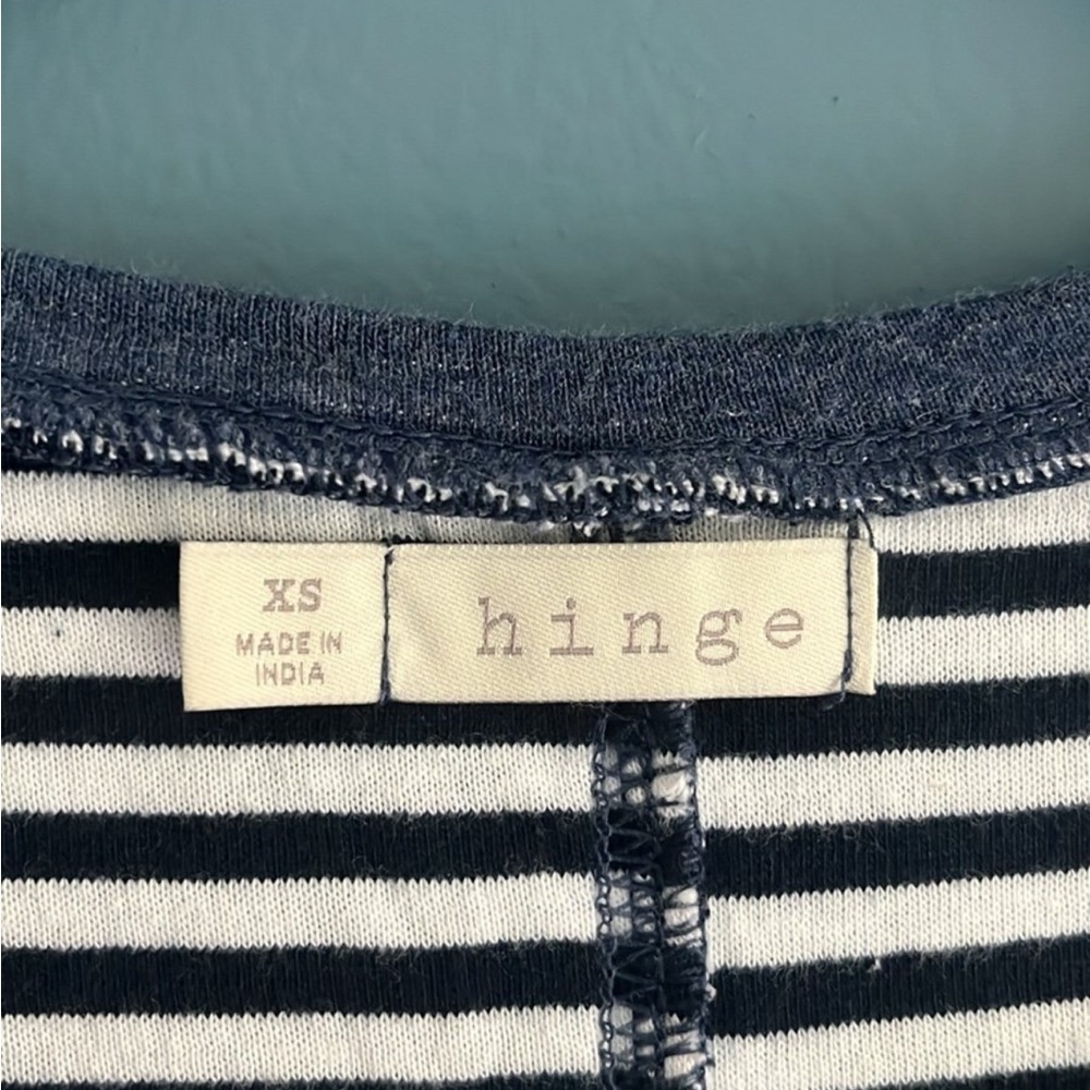 Hinge navy blue and white striped, 3/4 sleeve, sweater dress women’s size XS - Picture 3 of 3